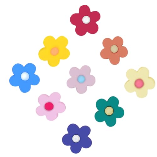 Amosfun Hebillas para Cordones de Zapatos Forma de Flores, 9 Piezas Multicolor, Decoración DIY para Zapatillas y Accesorios de Calzado, Clips Resistentes para Uso Diario y Color Aleatorio