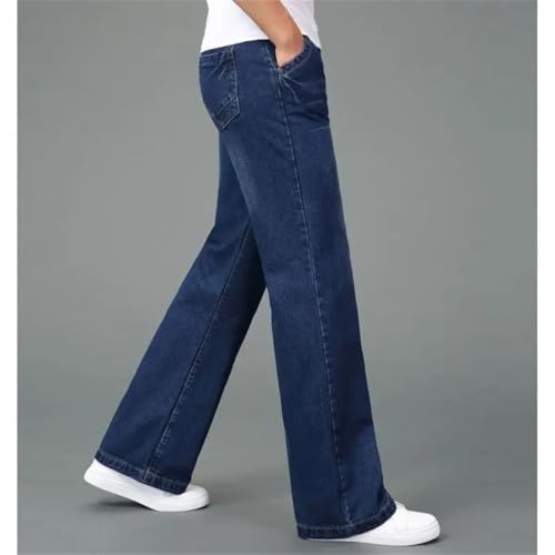 Men's Denim Pants Thin Loose Wide Leg Solid Color Casual Denim Pants3