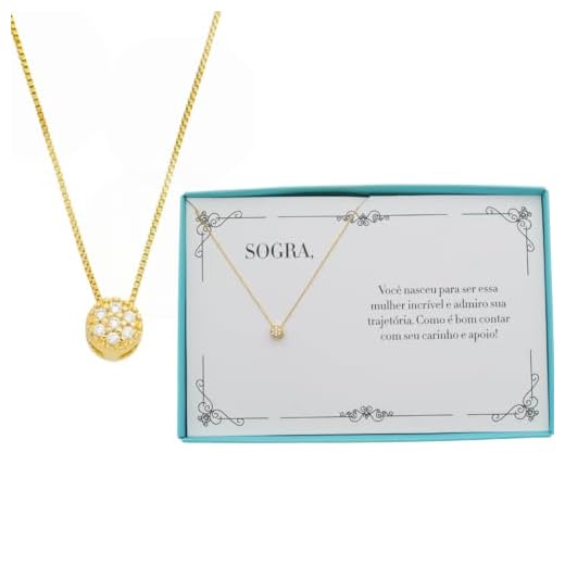 Colar Feminino Ouro 18k Folheado Sogra Presente Natal Aniversário Banhado a Ouro18k Pedrinhas