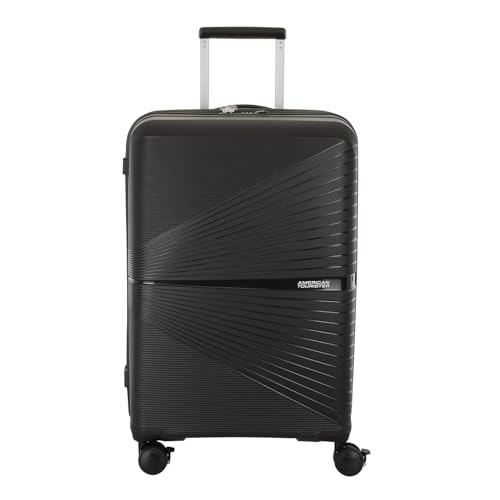 Image of American Tourister 77 CM Hard Shell 8 Spinner Wheel,Expander & Recessed TSA Lock Check-in Trolley Bag for Travel|Large PP Suitcase with Double Zipper,Flexi Packing Straps for Unisex (Black, 24)