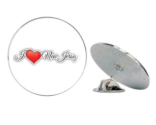I Love New Jersey USA Travel Slogan Round Metal 0.75