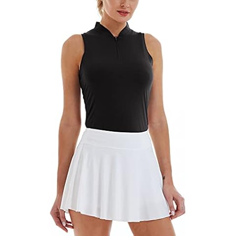 LastFor1 Women's Golf Polo Sleeveless Shirt Zip-Up UPF 50+ UV Protection Athletic Tops Slim Fit Quick Dry Lightweight Black XL Cover