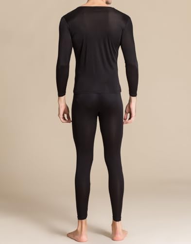 ZEEREE Men's Silk Thermal Underwear Set Mulberry Silk Long Johns Base Layer Top Bottom Lightweight 2 Pcs Pajama Sets4