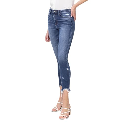 Flying Monkey High Rise Crop Skinny Jeans Medium Blue3