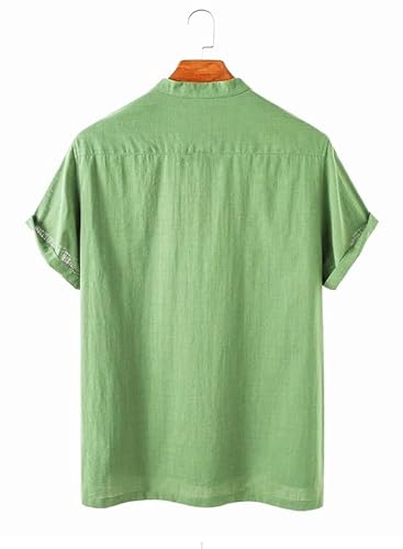 Image of Men's Half Sleeve Pocket Cotton Short Kurta Superfine Mandarin Chinese Collar Premium Short Kurta