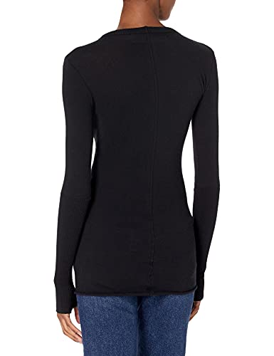 Image of Enza Costa Women's Cashmere Blend Cuffed Crew Top with Thumbholes
