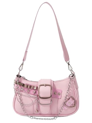 Y2K Shoulder Bag Coquette Aesthetic Purse with Chain Strap, Cute Handbag for Women