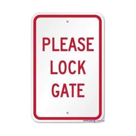 Street sign warning plaque Please Lock Gate Metal Tin Sign Wall Art Decor Safety Warning Signs For Outdoor & Indoor office Sign 8 X 12 Inch Cover