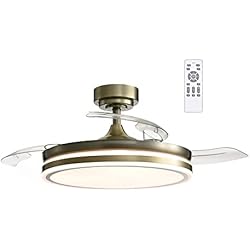 Ventilador Techo Samoa 3 Aspas wonderlamp - Ventilador techo LED con Aspas Retráctiles Perla, Motor DC Silencioso, 3 CCT Regulable 45W, Cuero