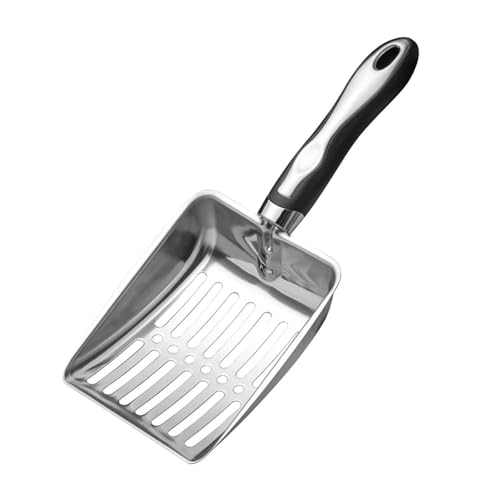 Cat Litter Scoop, Stainless Steel Scooper, Easy to Clean (Black)