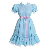 Vibsion Womens Grady Twins Costume Blue Creepy Sister Scary Dolls Dress Halloween Party Cosplay L