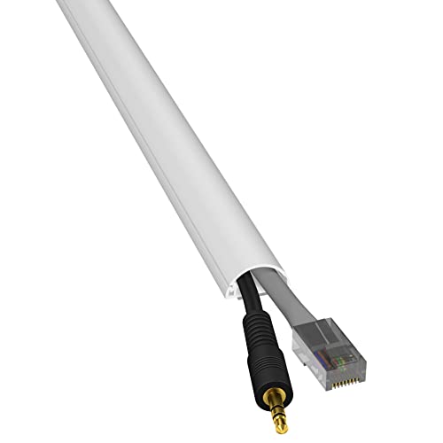 D-Line Cord Hider, Decorative Cable Cover Wall, Paintable Cord Concealer, Cable Raceway, Wire Covers For Cords, Hide Wires, Electrical Cable Management - 0.78In W X 0.39In H X 39In Length - White #TOP2