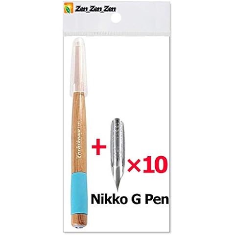 Tachikawa Pen Nib Holder(T-40) + Nikko G Pen Nib Pack of 10(NG-10),and Anti Rust Paper included Cover