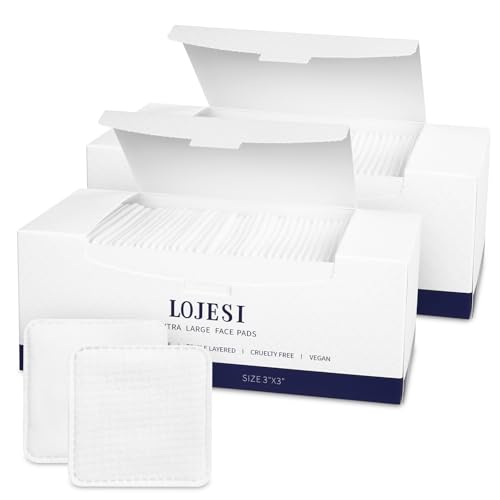 Organic Cotton Face Pads – 120 Count, Lint-Free Makeup Remover Pads – Textured & Ultra-Soft Sides for Gentle Cleansing – Thick Cotton Rounds for Sensitive Skin