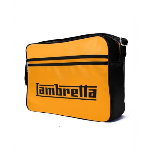 Lambretta - Maleta de Cabina Diseño Logotipo para Adultos Unisex (Talla Única) (Negro, Mostaza)
