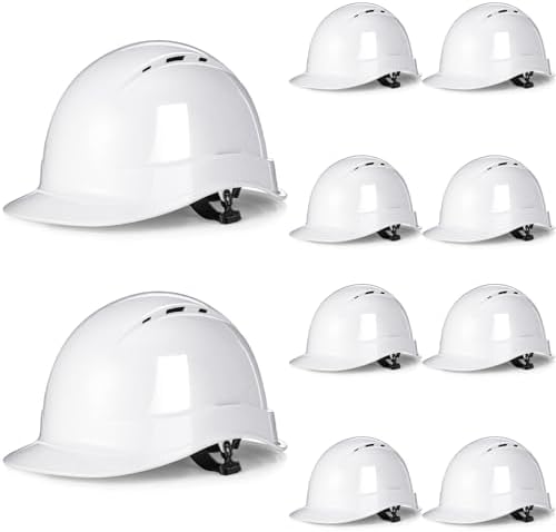 10 Pcs 6 Pt. Suspension Hard Hat Bulk Meets ANSI Z89.1 Type I Cla...