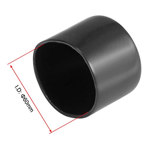 Image of uxcell 4pcs Rubber End Caps 60mm ID Vinyl Round End Cap Cover Screw Thread Protectors Black, 40mm Height