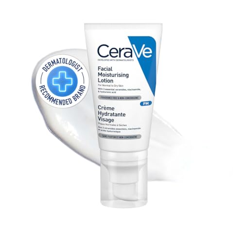 20% off - CeraVe Facial Moisturising Lotion PM 52ml, For Normal to Dry Skin, For Daily Use, Hyaluronic Acid + Niacinamide + Ceramides, Lightweight & Non-Greasy, Fragrance Free + Non-Comedogenic + Oil-Free