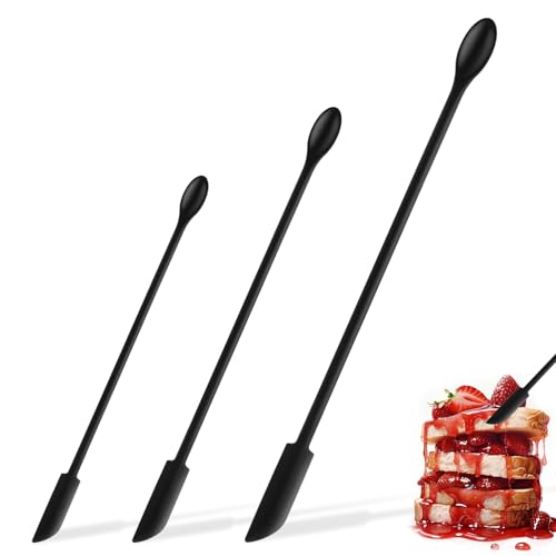 3PCS Mini Espátulas de Silicona,Utensilios de Cocina Espatula,Pequeña Cuchara de Silicona,Espátula de Botellas Mini Espátula,Espátula de Cristal,Espatulas para Frascos Mermelada,Frascos Cosméticos