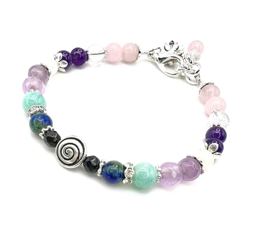 Swirl Fertility and Pregnancy Bracelet/Healing Crystals/Natural Gemstones Rose Quartz, Amethyst, Chrysocolla, Black Onyx, Moonstone, Amazonite