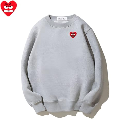 Boy Sweatshirts Cute Snag Eyes Heart Embroidery O-neck Cotton Pullover Thick Fall Loose Fashion Hoodie4
