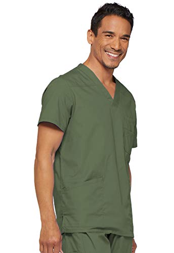 Image of Dickies Mens V-Neck Scrub Top with 5 Pockets - Medical & Nursing Uniform Shirt, Side Vents - 81906