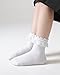 Funjoon 4T-10Y Girls White Ruffle Socks Lace Frilly Dress Cotton School Uniform Crew Socks for Toddler Little Girls 6 Pack, White 1-3T