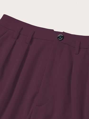 Image of Shasmi Women's High Waist Pleated Straight Leg Trousers - Elegant Solid Color Work Pants with Pockets, Casual Office Wear Polyester Blend Wide Leg Suit Pants (Trouser 235)
