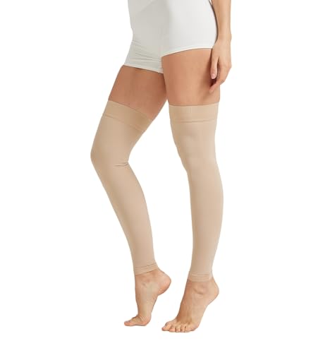 Image of NURCOM 15-20 mmHg Compression Stockings for Women & Men, Footless Thigh High Compression Sleeves with Dot Silicone Band, Graduated Support Pressure Stockings-Ideal for Athletic, Medical, Travel Use