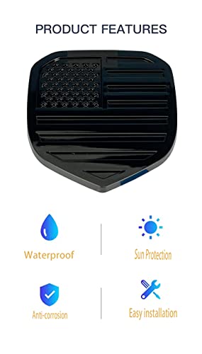 Image of Glossy Black American Flag Emblem Fits for RAM Front Grille Emblem Replacement Compatible Models /1500 2006-2018 /2500 2009-2018 /3500 2007-2018