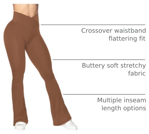 Image of Sunzel Flare Leggings, Crossover Yoga Pants with Tummy Control, High-Waisted and Wide Leg