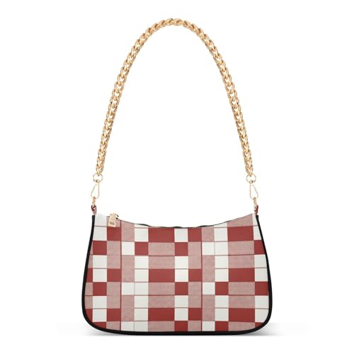Sac à bandoulière en cuir noble motif écossais rouge de Noël