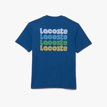 Lacoste Men's Casual Repeat Name Back Print T-Shirt, blue