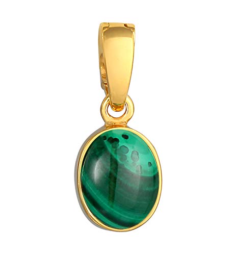 Pendentif malachite argent sterling 925 plaqué or femme 10mm