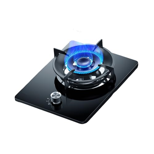 Cuisinière À Gaz 5,2 KW, 1 Brûleur, Brûleur Wok À Anneau De Feu, Verre Trempé Noir, Avec Protection Anti-extinction,Kit De Source De Gaz NG/GPL(LPG)