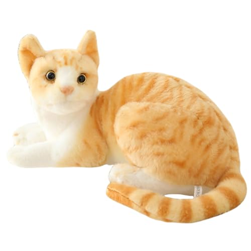 Animal en Peluche de Chat, réaliste Vif de la Forme Chat Orange Animal en Peluche, Mignon Doux et Moelleux Faux pour étreindre, Jouer et Dormir, 30 cm