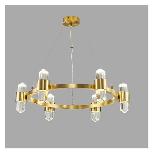 GJGZYY Lámpara de araña de Cristal Dorada Moderna, iluminación para Sala de Estar, CA 110 V, 220 V, lámpara Colgante de Techo LED para Dormitorio de Lujo