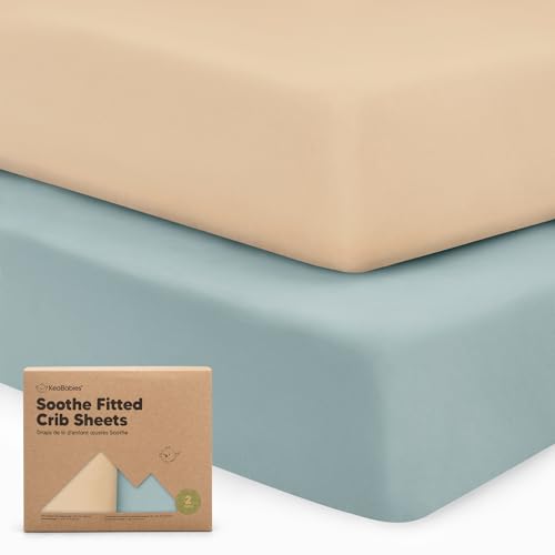 Image of 2-Pack Organic Crib Sheets for Boys, Girls - Jersey Fitted Crib Sheet, Baby Crib Sheets Neutral, Crib Mattress Sheet, Cotton Crib Sheets, Breathable Crib Sheet, Baby Mattress Sheets (Toasty)
