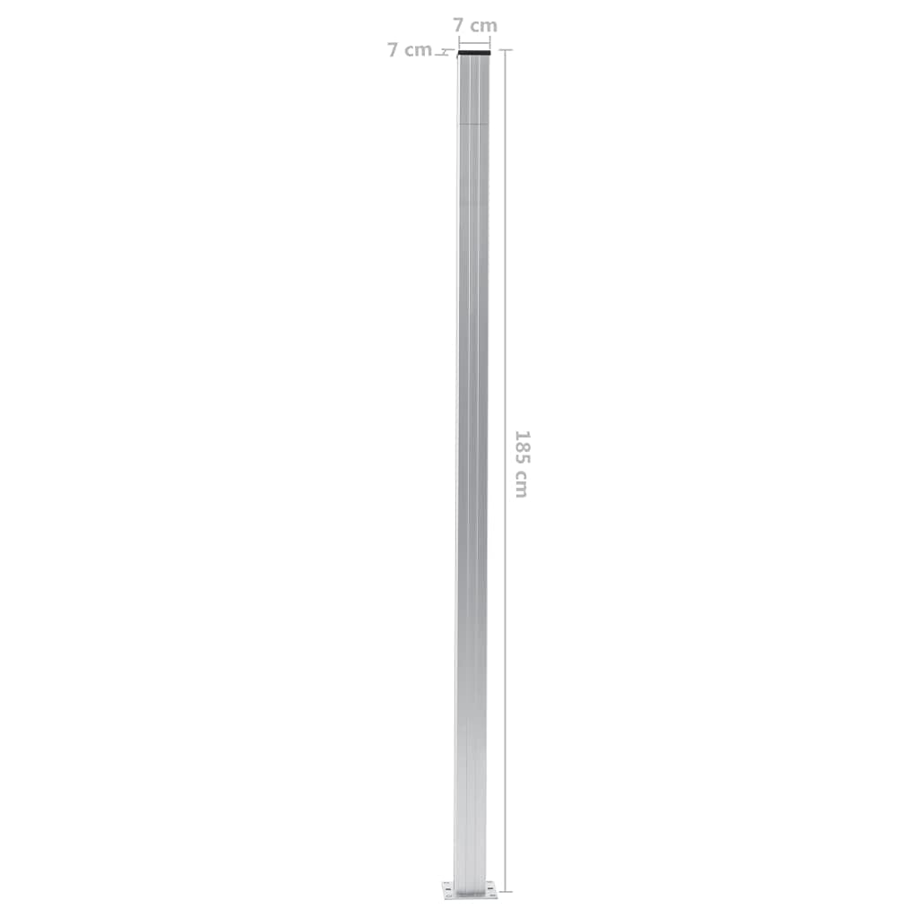 vidaXL 2x Pali per Recinzione con Tappi in Acciaio Durevoli Montanti Paletti Ricambi per Recinto in Alluminio Base in Acciaio 185 cm Argento