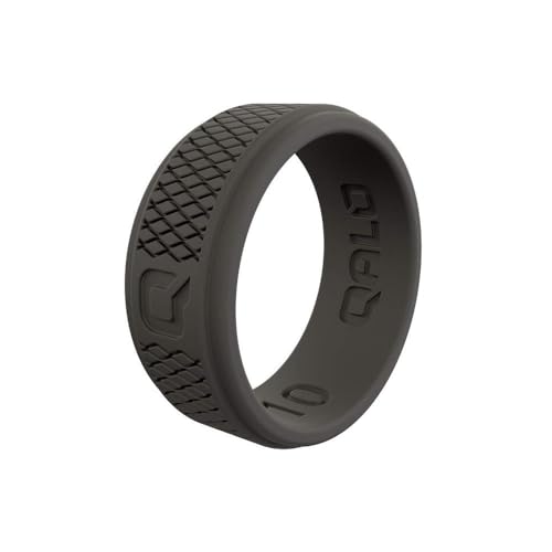 QALO Q2X Silicone Ring for Men, Reinforced Heat Resistant Design – 8.5mm Wide x 2.5mm Thick Band, Flexible All-Day Comfort – Men's Wedding Band Silicone for Active Work, Training – Dark Grey, Size 11