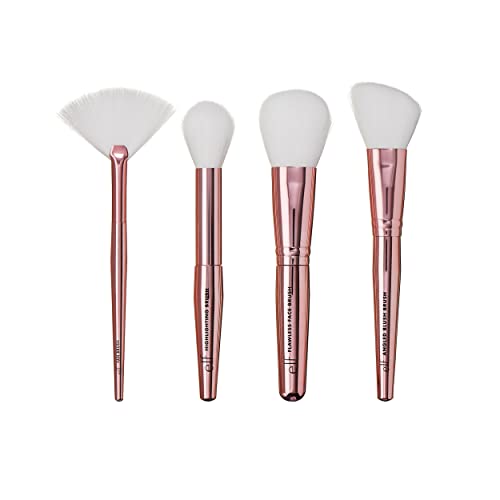 Image of e.l.f. Blush, Bronzer, and Highlighter Brush Set, Brushes For Applying Powder, Blush, Bronzer & Highlighter, Vegan & Cruelty-Free