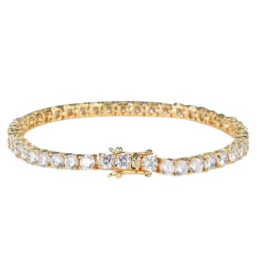 Bracelet classique plaqué or 18 carats avec zircone ronde 3-5mm