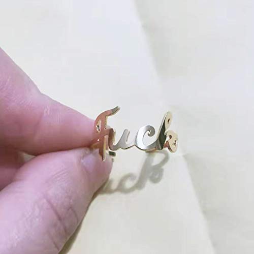 LLYANZ Stainless Steel Fuck Words Open Rings can Adjustable 7-9 Size3