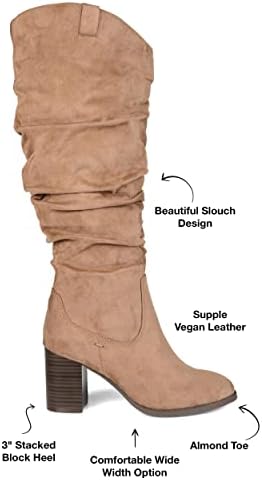 Journee Collection Womens Aneil Slouch Boot with Slouchy Vegan Suede and Inside Zip Closure, Taupe (Extra Wide Calf), 9 Review | Image 1