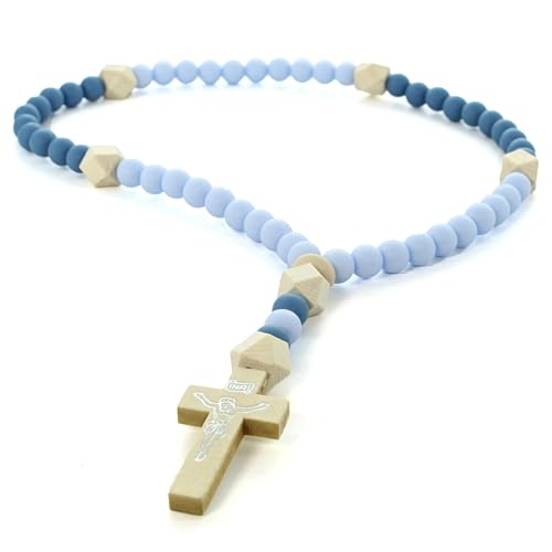 Palais du Rosaire Chapelet pour enfant grains en silicone et bois 8mm - Chapelet pour Enfant - Culte Chrétien en Plastique