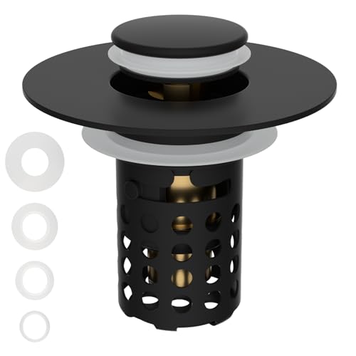 Universal Bathroom Sink Drain Strainer Hair Catcher Matte Black