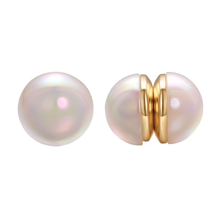 1 Pair Non-Pierced Magnetic Double Pearls Earrings- Fake Gauge Clip On/Cartilage Earrings for Girls & Women-image-5