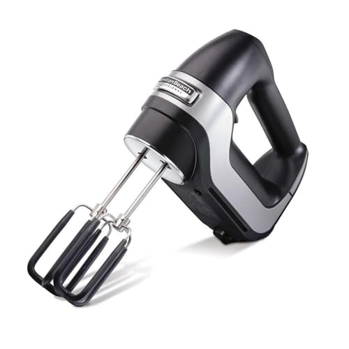 Hamilton Beach 7-Speed Digital Hand Mixer, 200W, Black – Includes Beaters, Whisk & Dough Hooks, Snap-On Storage Case, Quick Burst Function, Slow Start, Ergonomic Design for Easy Handling - 62655-SAU