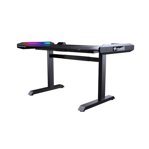 Cougar Gaming | Bureau Gaming | Mars - Fibre de Carbone - Design Ergonomique - Surface Spacieuse - Système de Gestion des Câbles - Éclairage LED Personnalisable – Image 5