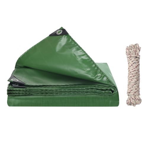COEWUR Lona Impermeable Exterior 420 g/m² Lona de Protección con Ojales y 10m Cuerda 2 x 1m Lonas Resistente a Los Rayos UV para Piscina Coche Barco Madera Muebles de Jardín (Verde)
